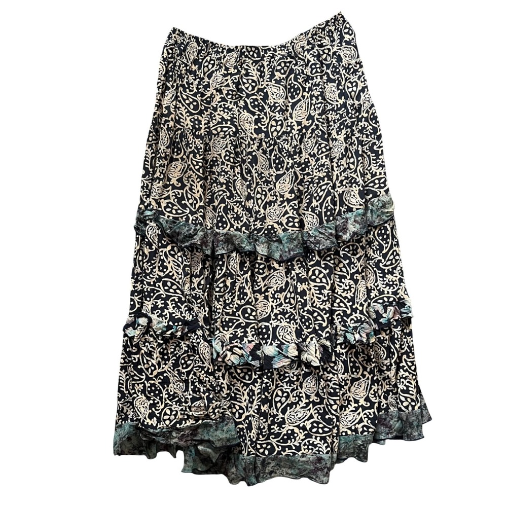 Vintage Boho Paisley Tiered Midi/Maxi Skirt Maximalist Women's Plus 2X